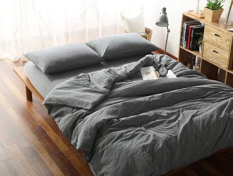 F.Y.Dreams front view grey duvet cover showcasing clean modern look and easy styling