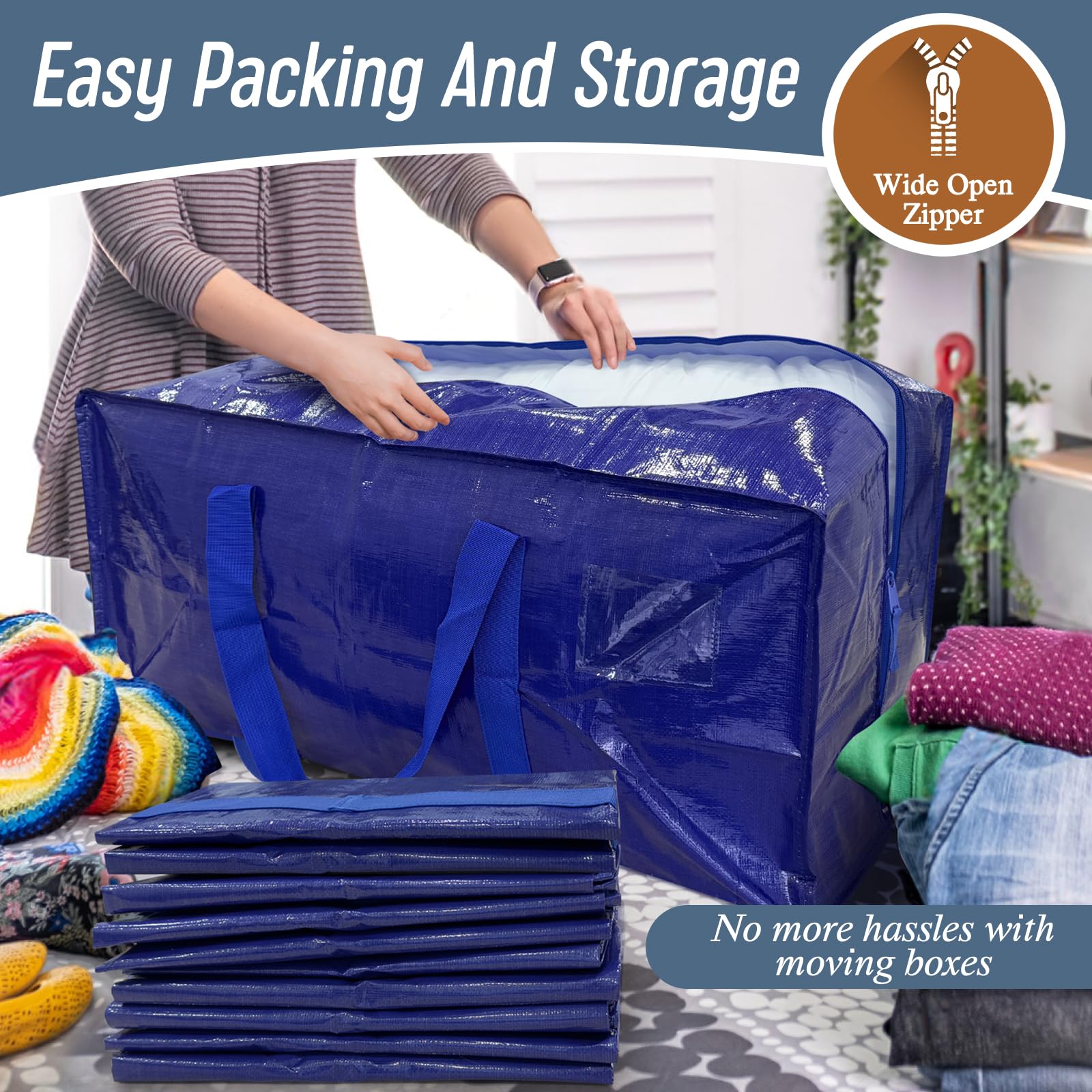 FYGRIP folded flat stackable bags for compact storage and space saving