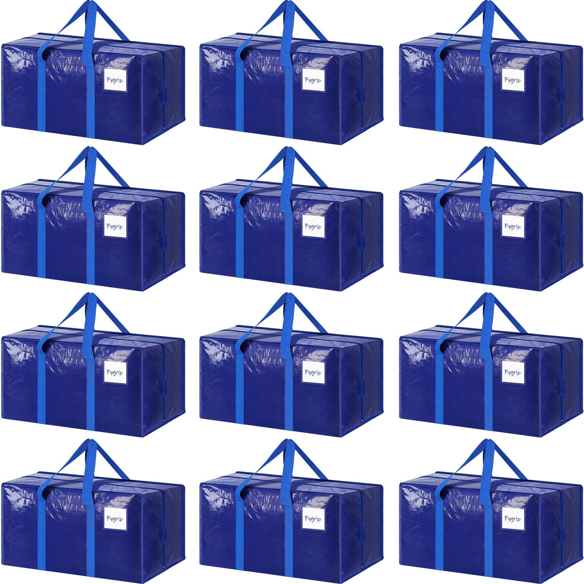 FYGRIP front view of 12-pack blue bags showing pack convenience and durability