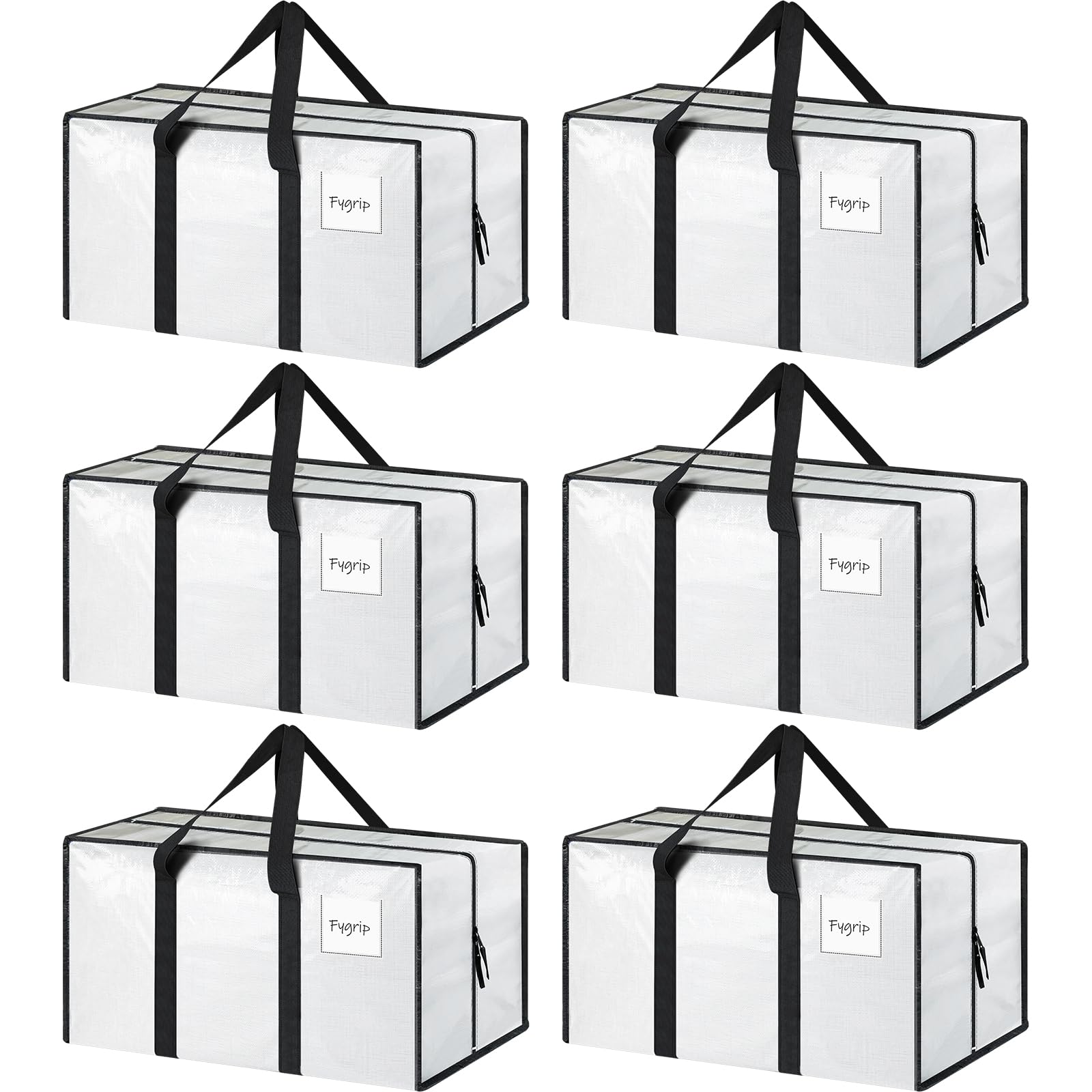 fygrip front packaging view showing six white moving bags and quick identification benefit