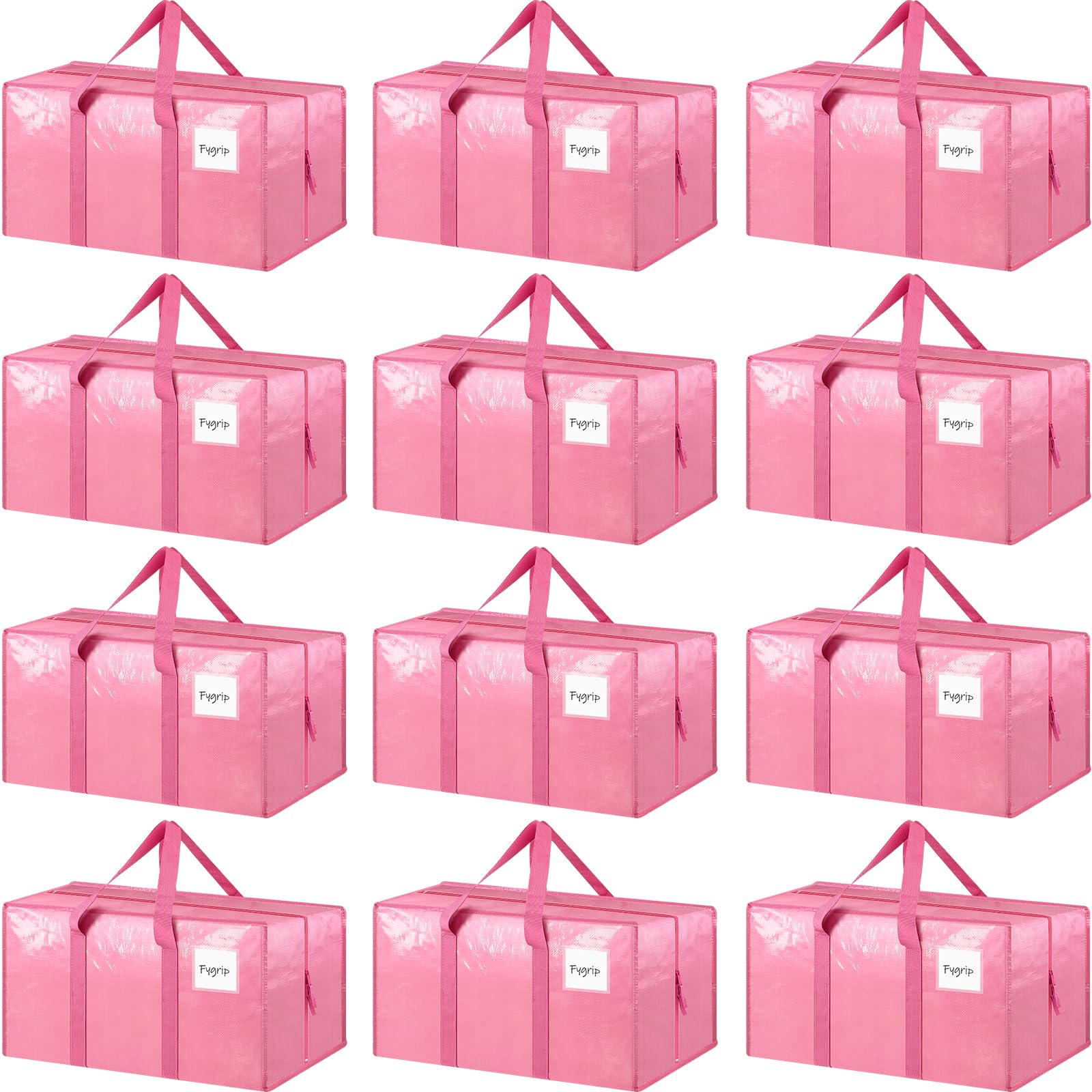FYGRIP front view of 12 pink bags showing box-ready organization benefit
