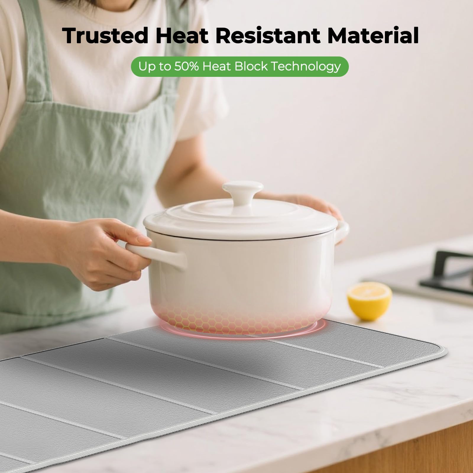 FYY mat under air fryer protecting countertop from heat and spills