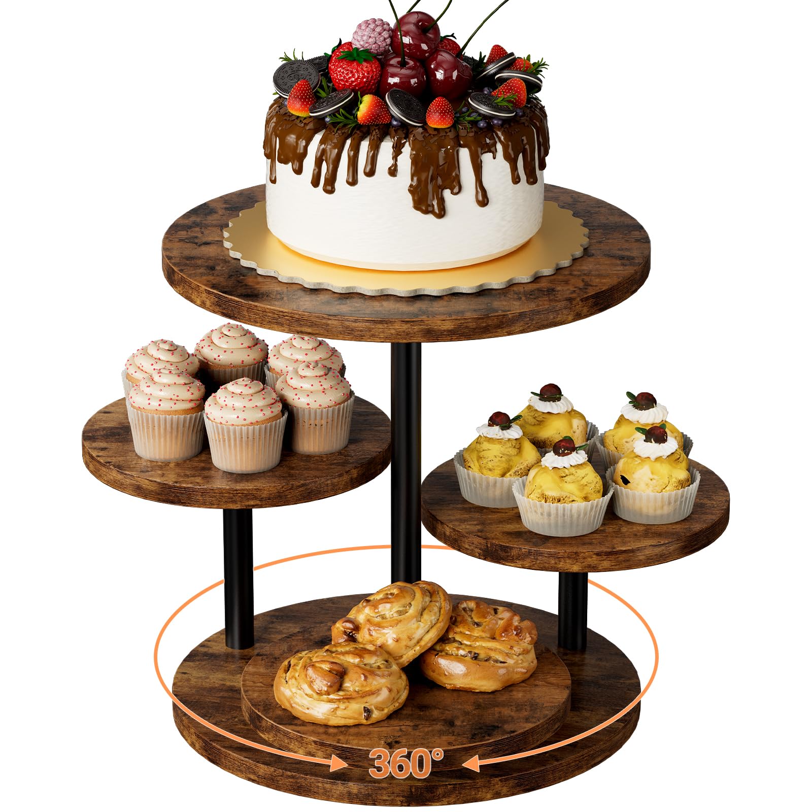 FZGhome front view of 4-tier cupcake stand showing elegant presentation benefit