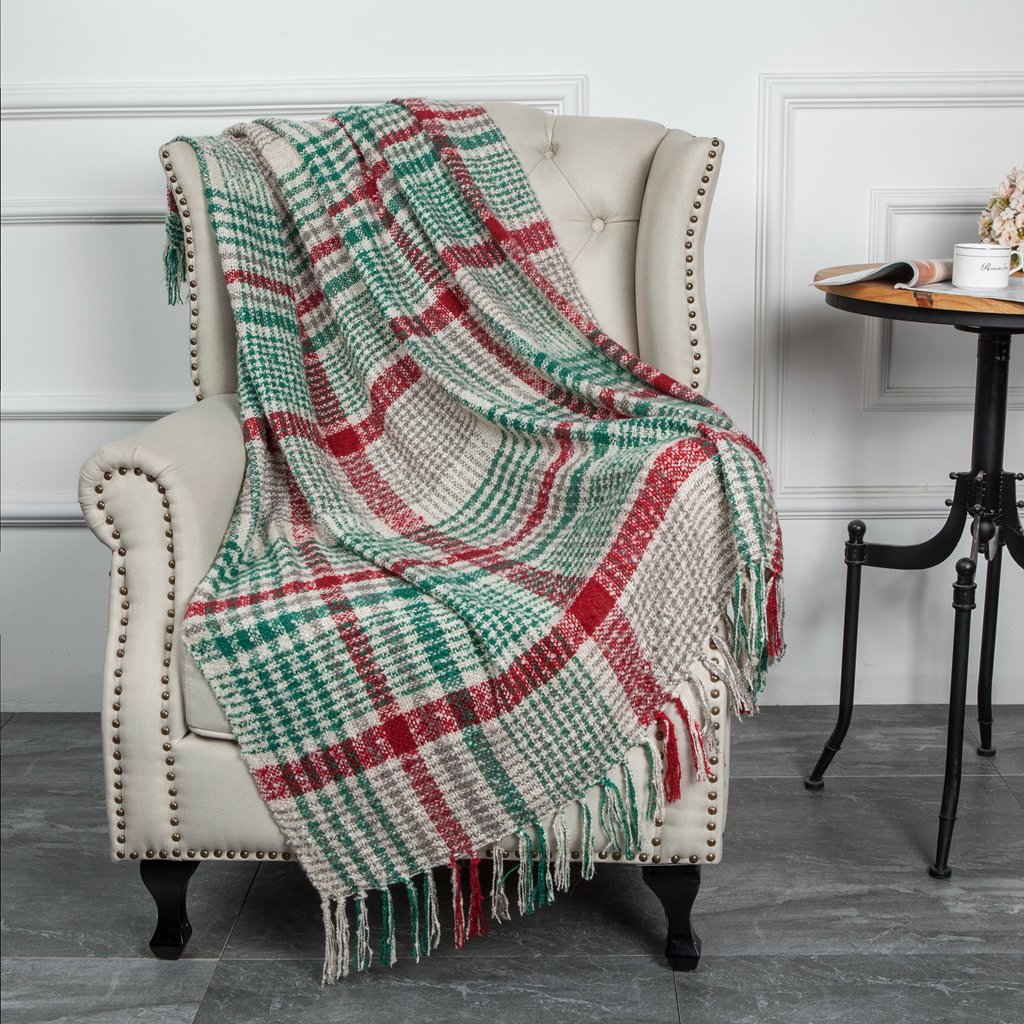 G Lake folded throw highlighting soft acrylic texture and neat weave