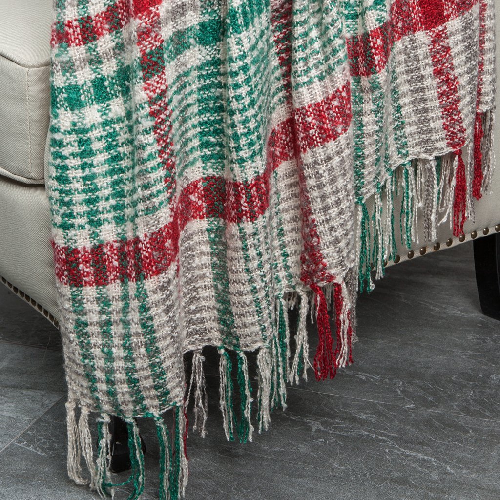 G Lake throw beside ruler illustrating 50 by 67 inch size for scale