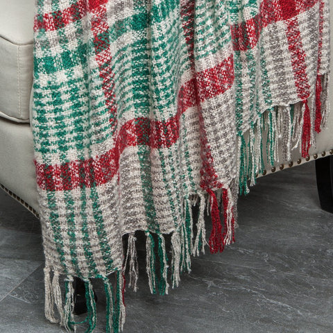 G Lake throw beside ruler illustrating 50 by 67 inch size for scale