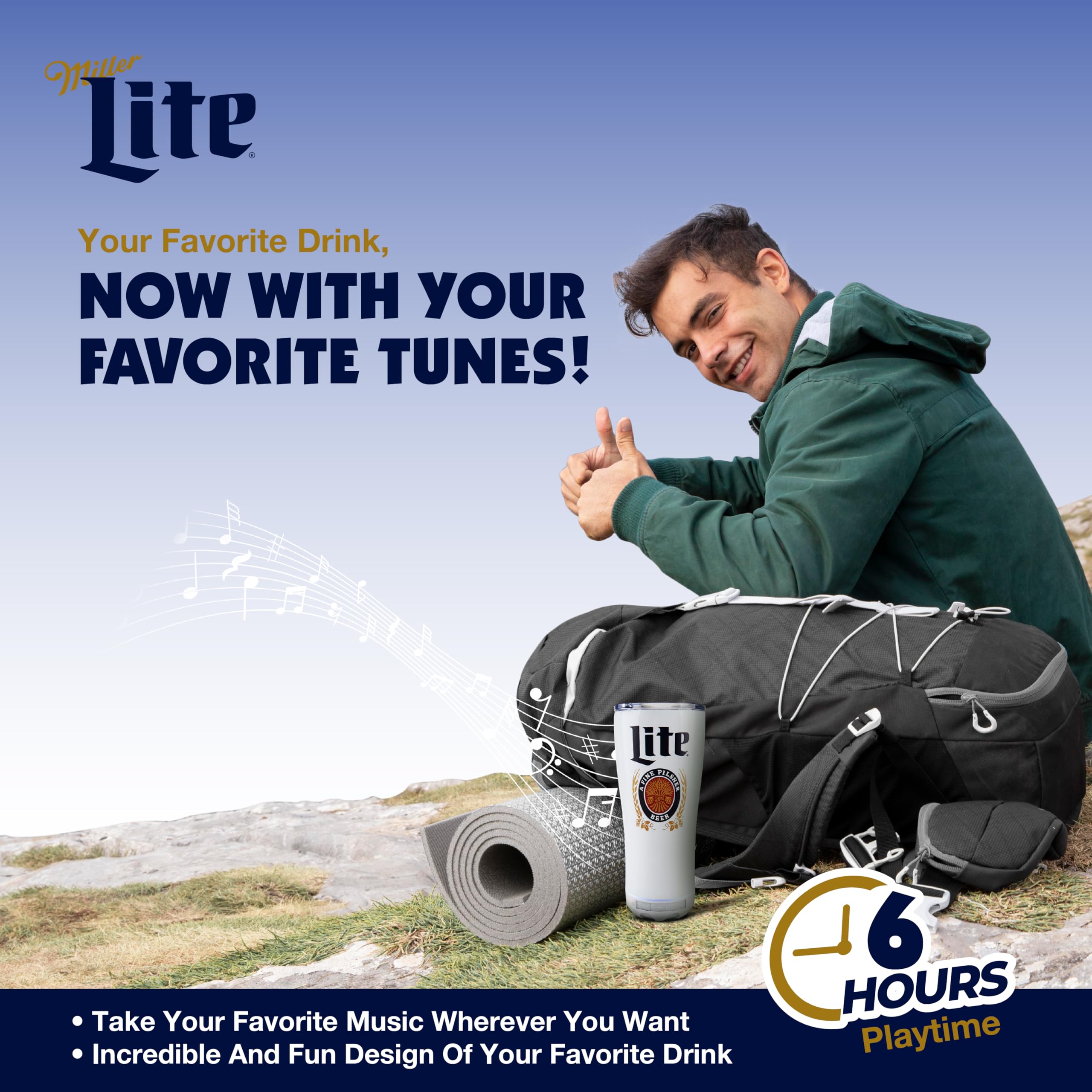 Gabba Goods tumbler in tailgate setting with music and drinks for outdoor social convenience