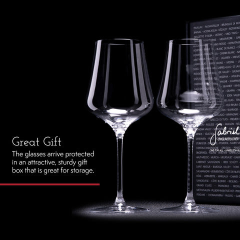 Gabriel-Glas StandArt gift box open with four glasses ready for gifting