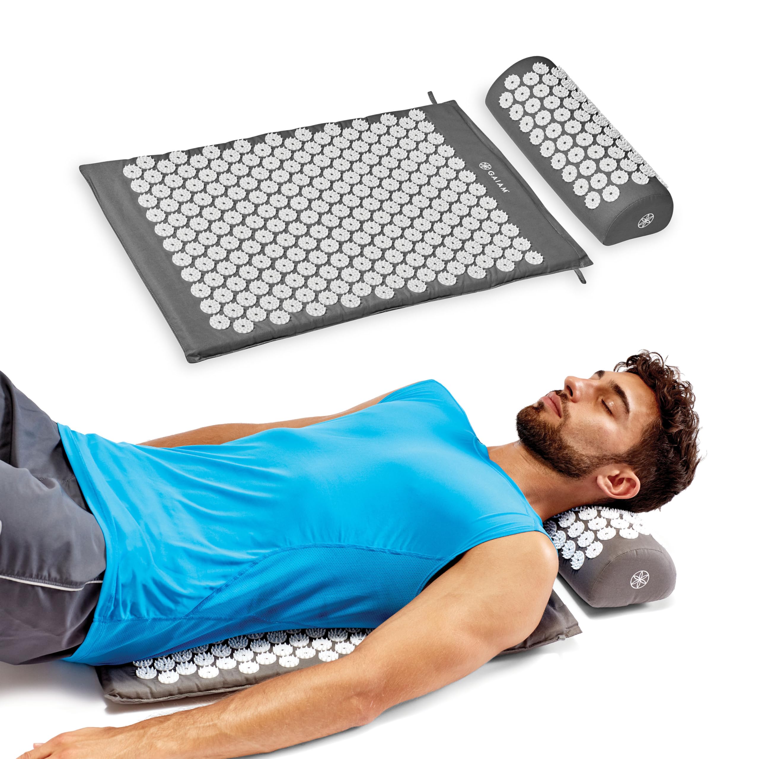 Gaiam acupressure mat front view showing full coverage and relaxation benefit