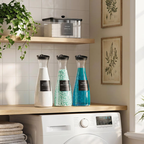 galasily set styled on a laundry countertop for a tidy home look