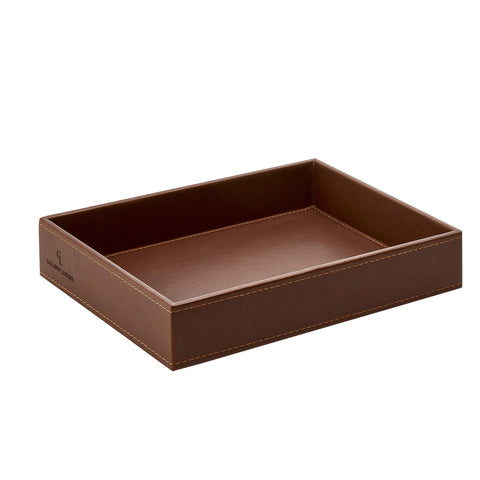 GALLAWAY LEATHER tray shown with hand for size comparison and usability