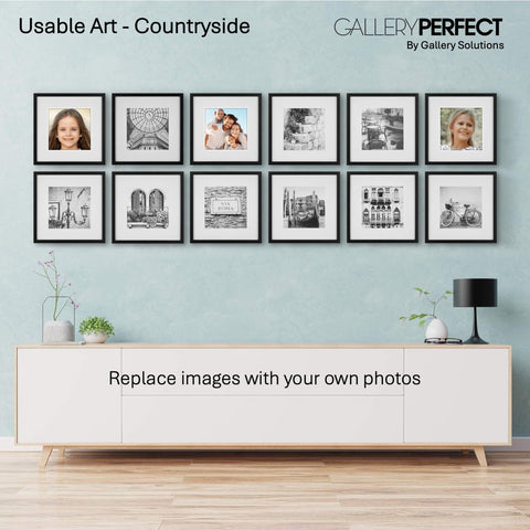 Gallery Perfect included decorative art prints shown ready to style your wall