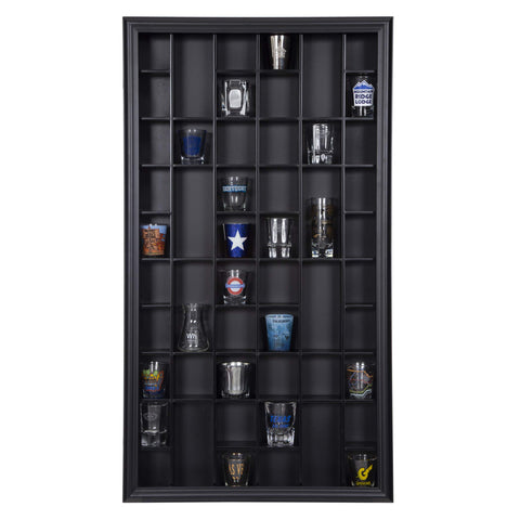 Gallery Solutions front view of black wall-mounted case showing neat display and elegant style