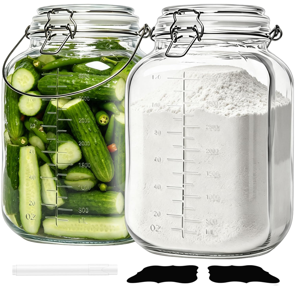 Galssmagic front view of two-gallon jars showing size and presentation benefit
