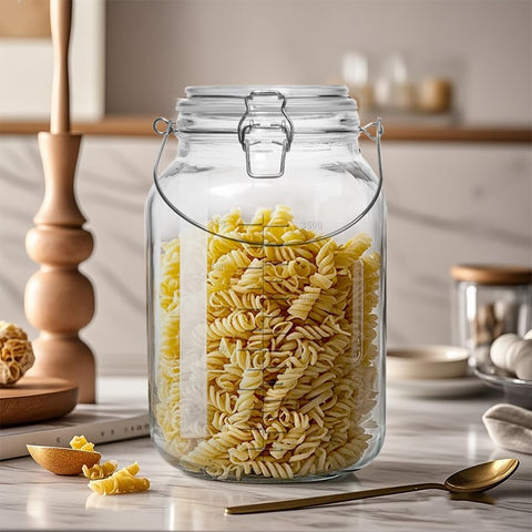 Galssmagic jar in use pickling vegetables showing organized storage benefit