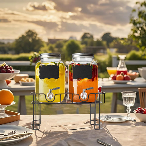 Galssmagic beverage dispensers on a party table, attractive presentation benefit
