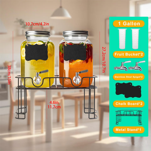 Galssmagic dispenser pouring into cup on stand, easy access while entertaining
