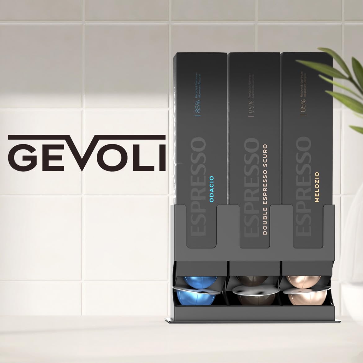 GALVANOX next to coffee mug to show compact size and counter-friendly scale
