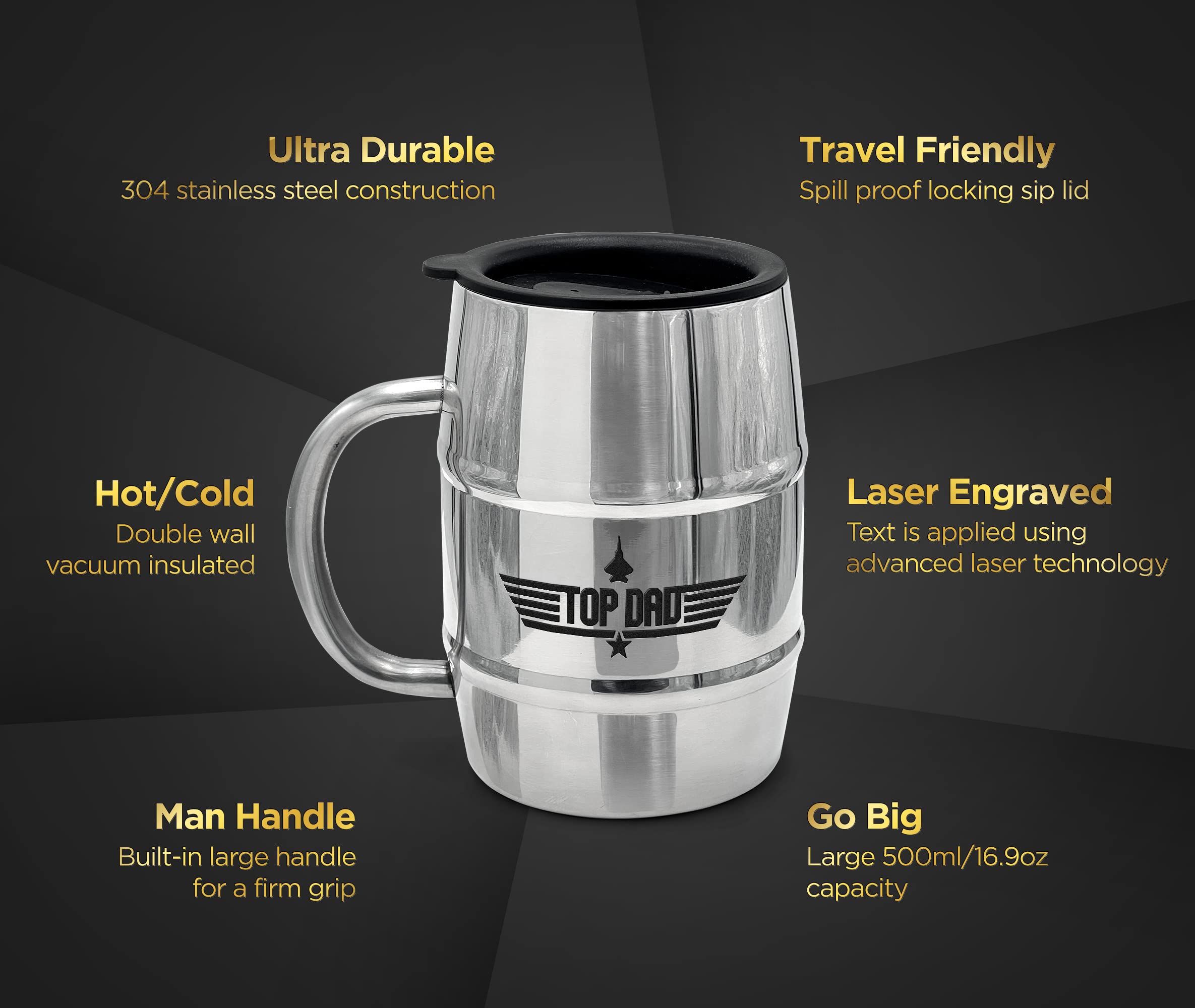 GALVANOX mug held in hand to show 17oz scale and practical size
