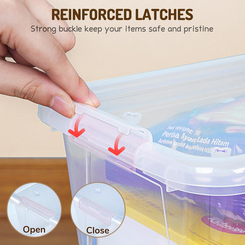 GAMENOTE clear bin holding shoes and craft supplies for quick identification
