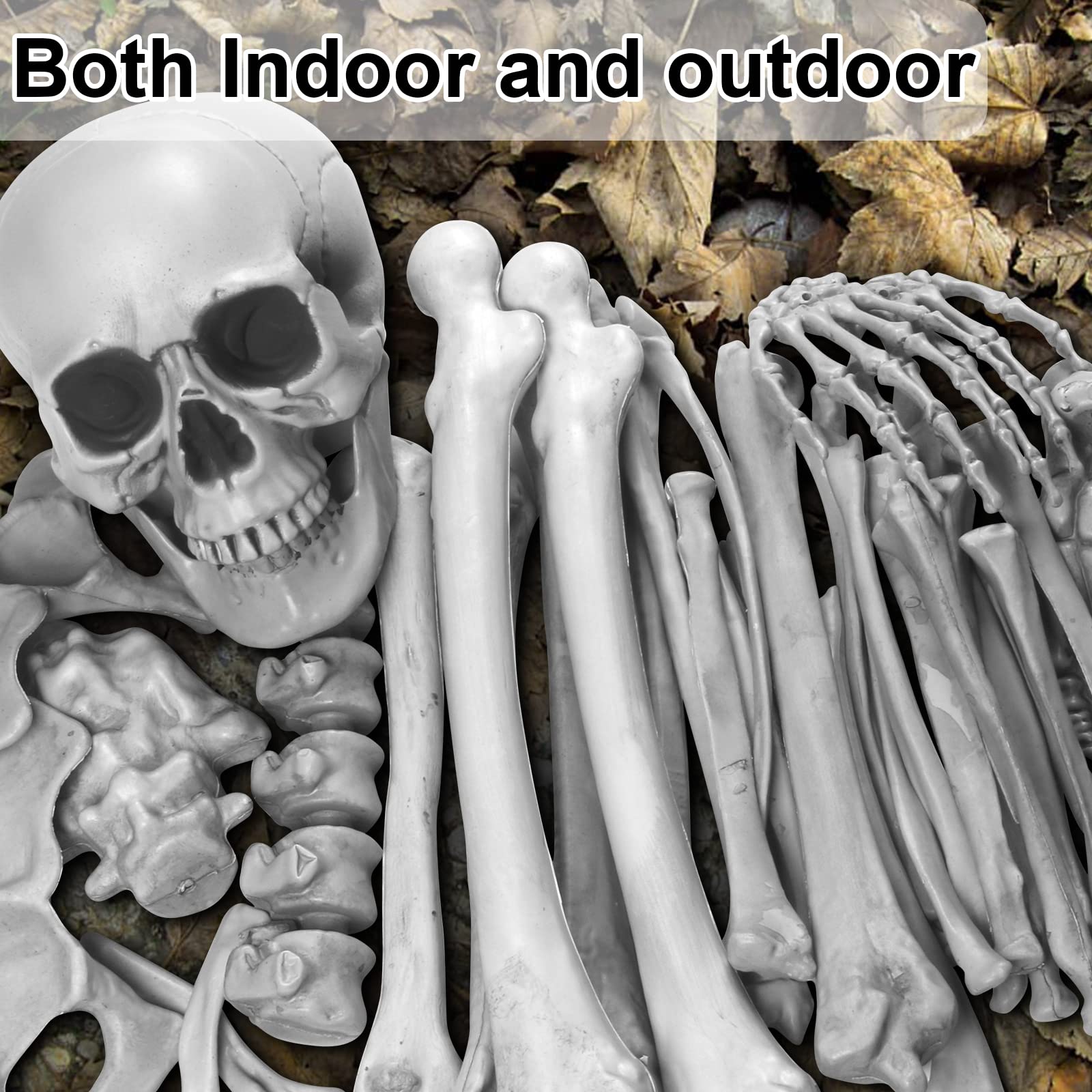 GameXcel bones lit at night in a haunted yard creating dramatic effect