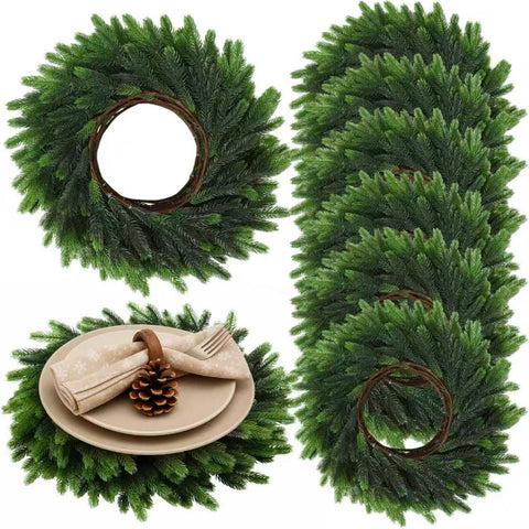 Gandeer front view of six wreath placemats showcasing festive table framing benefit