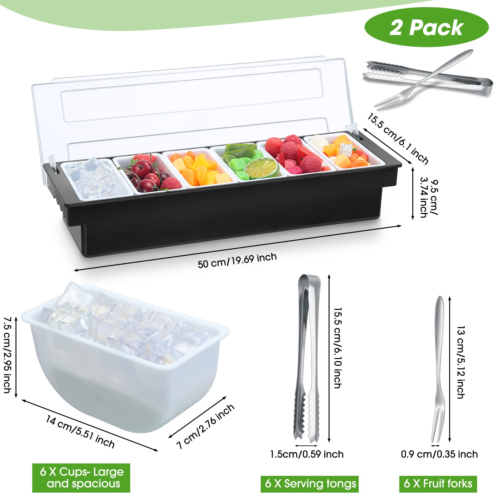 Gandeer garnish tray open compartments displaying removable bins for easy refill