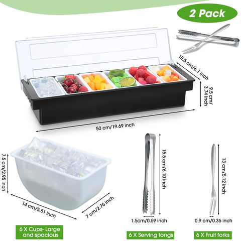 Gandeer garnish tray open compartments displaying removable bins for easy refill