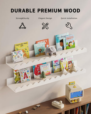 G&W Gruwald shelf in use with toddler reaching books showing easy accessibility