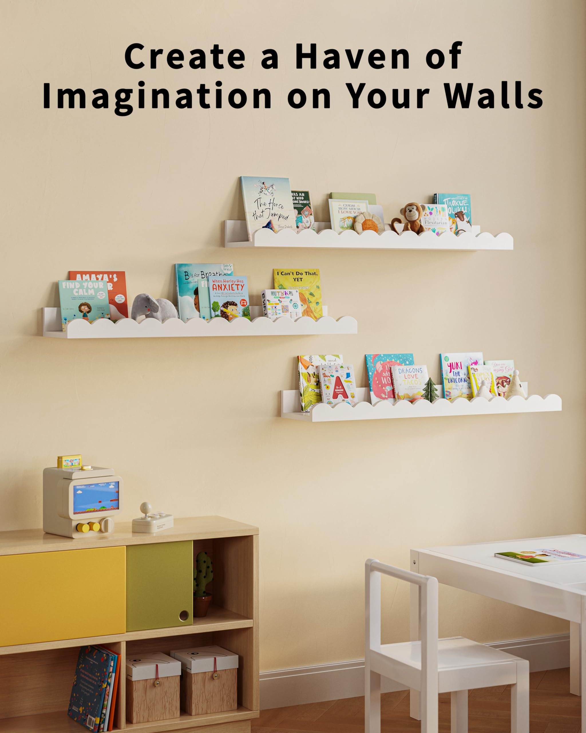 G&W Gruwald shelves with books for scale demonstrating space-saving organization
