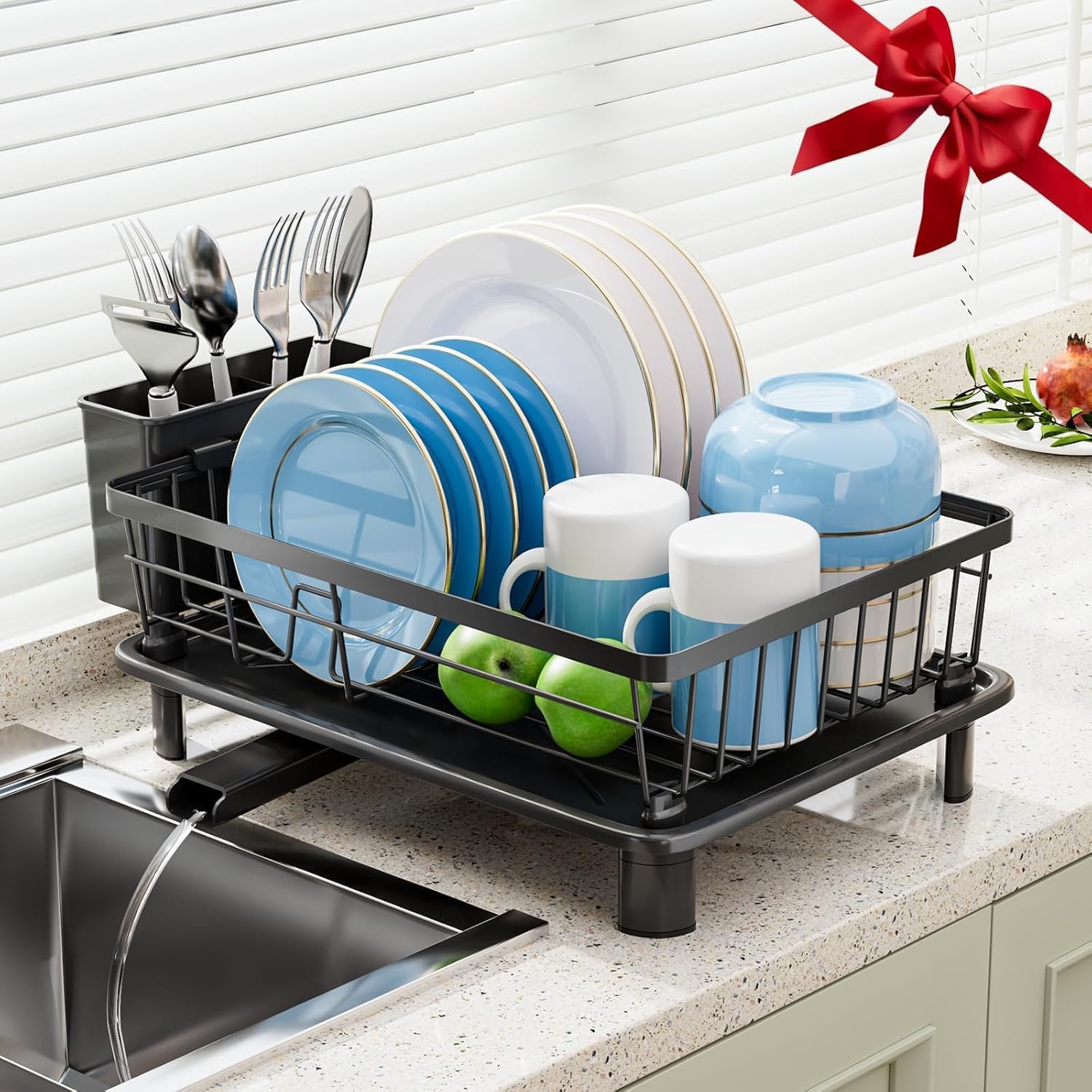 GAOKASE front view showing compact countertop organization and quick drying