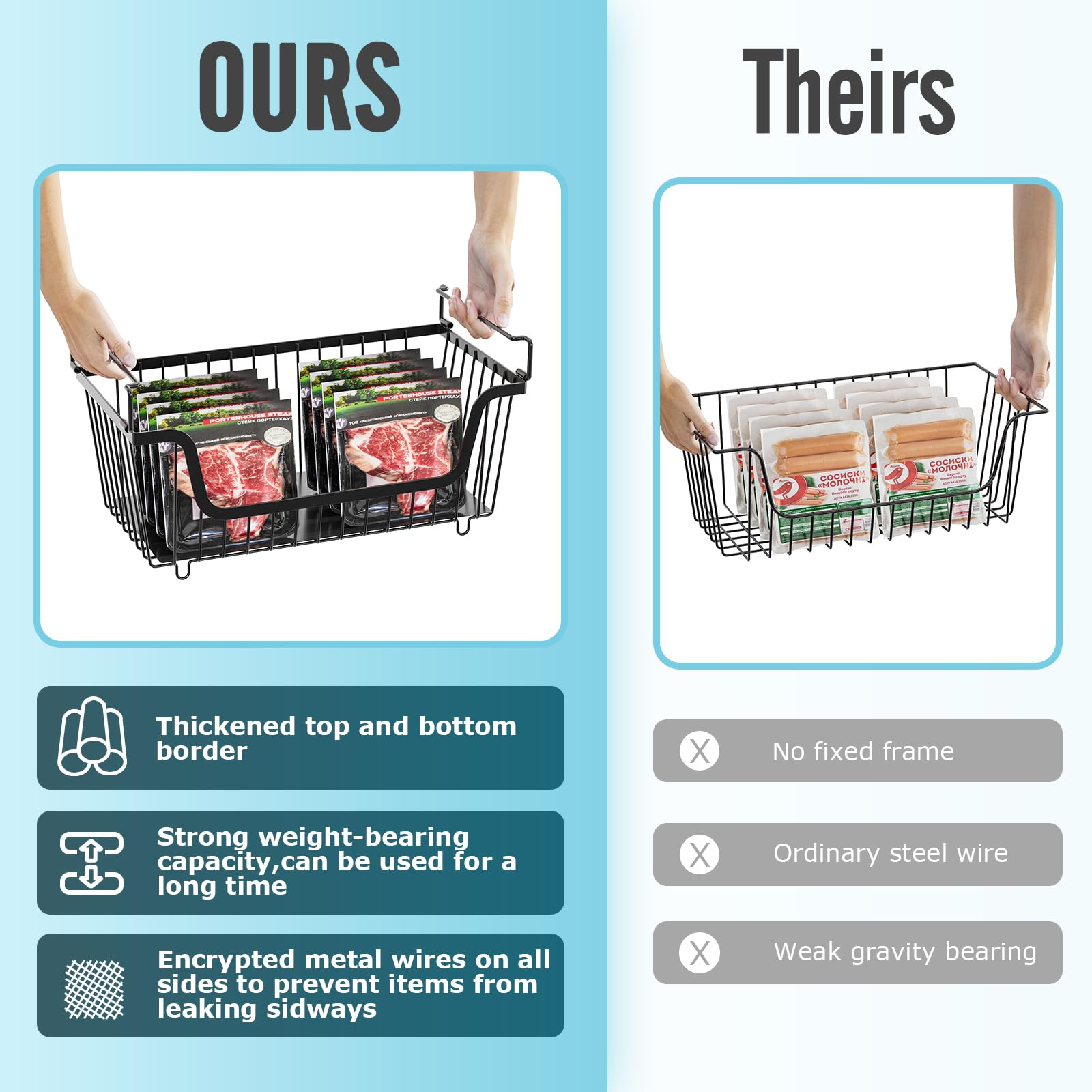 GAOKASE baskets installed on pantry shelf displaying organized canned goods