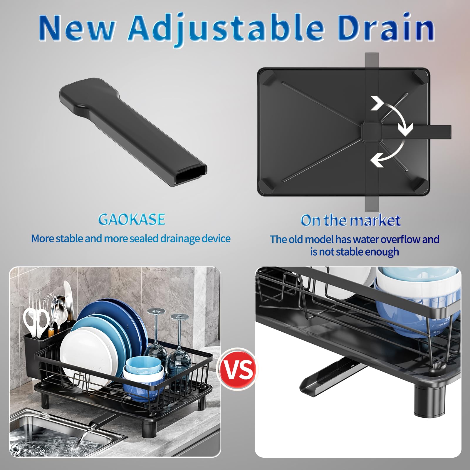 GAOKASE installed over sink with drain pathway carrying water away from counter