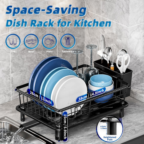 GAOKASE telescopic cutlery drainer extended to hold utensils securely and save space