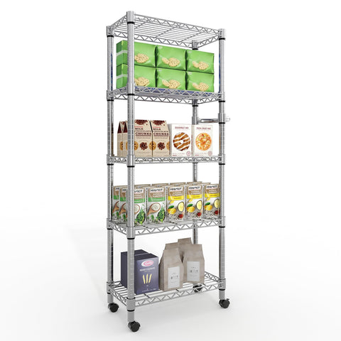 Garvee front view assembled rack showing slim profile and five tiers for organized storage