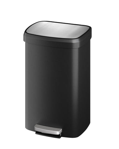 Garvee front view of black trash can showing sleek silhouette and space saving