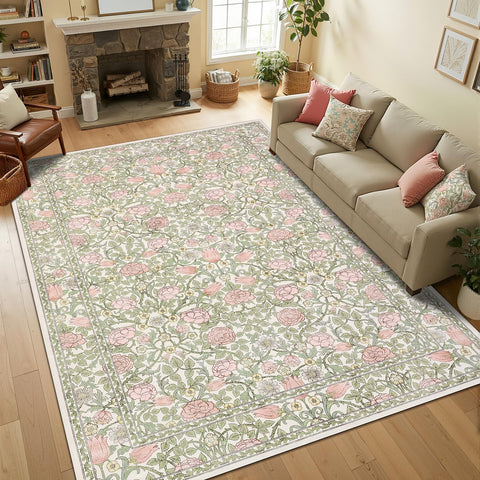 GarveeHome front view showing pink green beige floral design and elegant styling