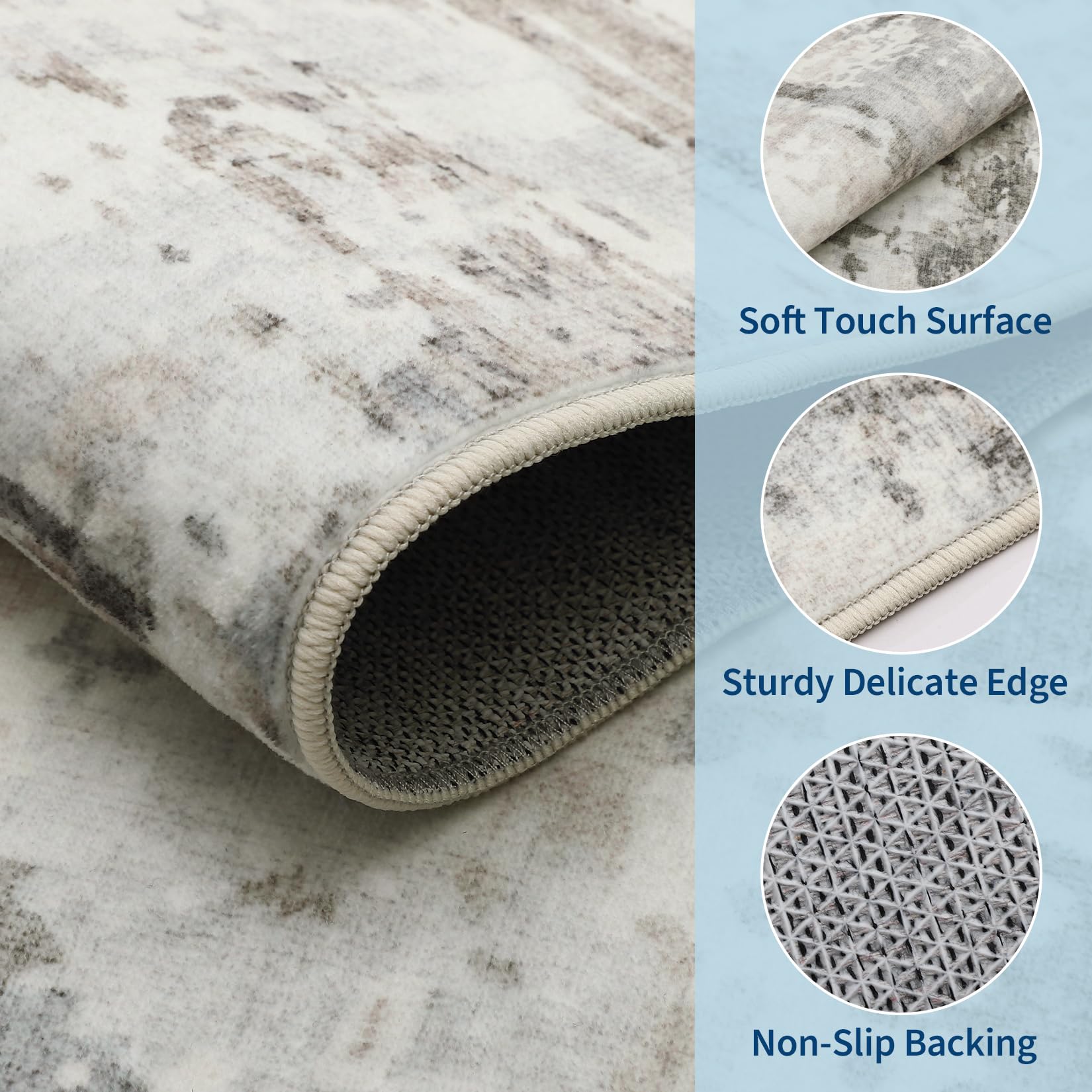 GarveeHome TPR non-slip backing detail showing grip and floor safety benefit