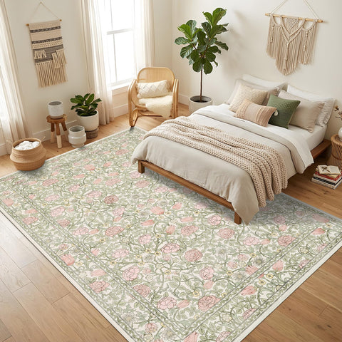 GarveeHome rug styled in living room adding pattern and cozy atmosphere
