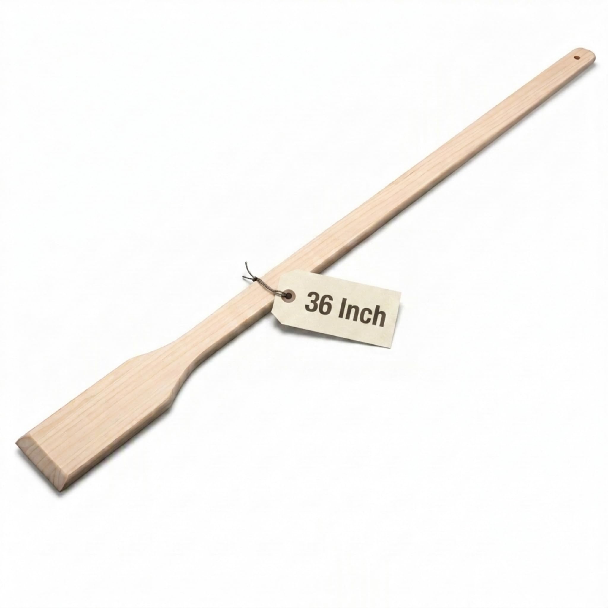 Gas One paddle front view showing full length and tan finish for safe long-reach stirring