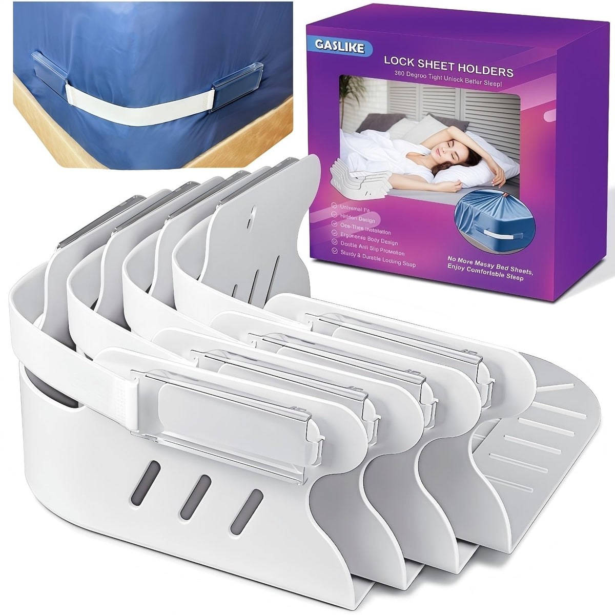 GASLIKE front packaging showing four grippers and straps, highlighting complete kit
