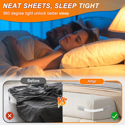 GASLIKE installed on mattress corner illustrating fitted sheet tension benefit
