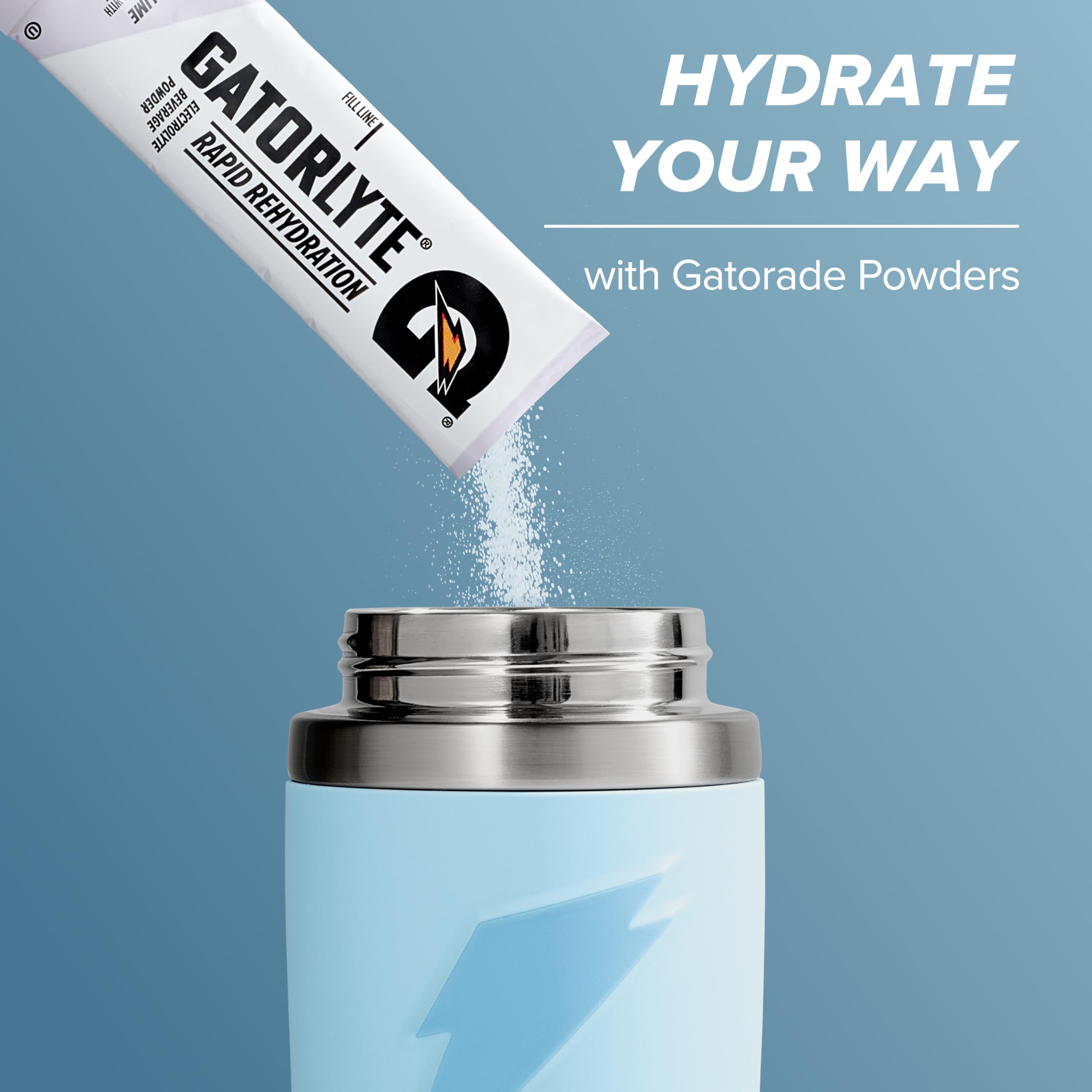 Gatorade Overtime held in hand to show 32oz size and easy portability benefit