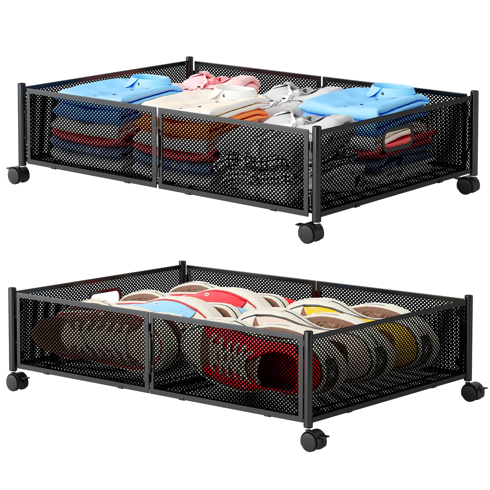 Gawerk front view of under bed storage showing neat organization benefit