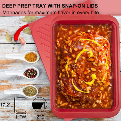 GAYIMEI snap-on lid sealing tray to lock in marinades and prevent spills