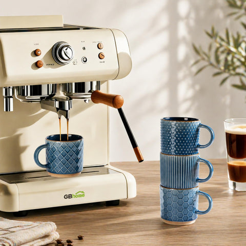 GBhome mug in hand demonstrating comfortable handle and balanced weight