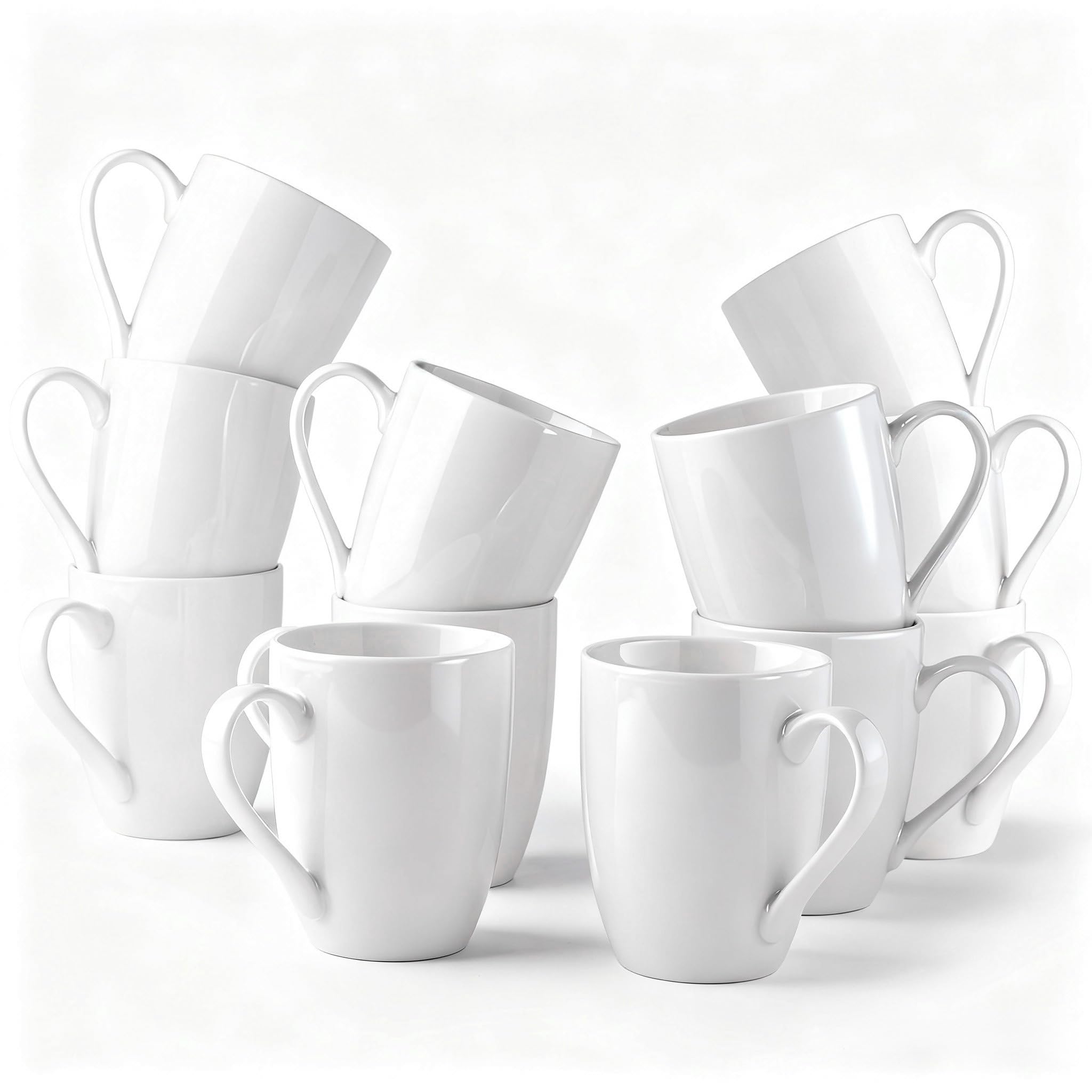 GBhome front view showing set of 12 white mugs and clean minimalist look