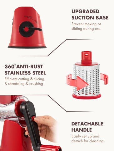GDL grater in use shredding cheese quickly and evenly