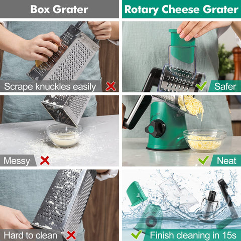 GDL grater in use shredding cheese quickly to save meal prep time