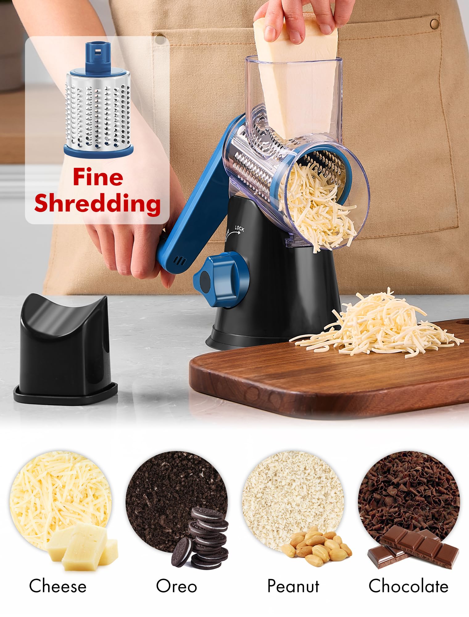 GDL close-up of removable stainless-steel drums highlighting quick-swap convenience